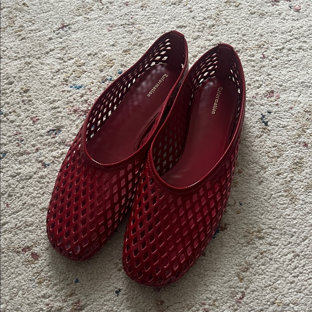 Reformation Paulina Ballet Flat Red - Size 9 - Picture 3 of 7